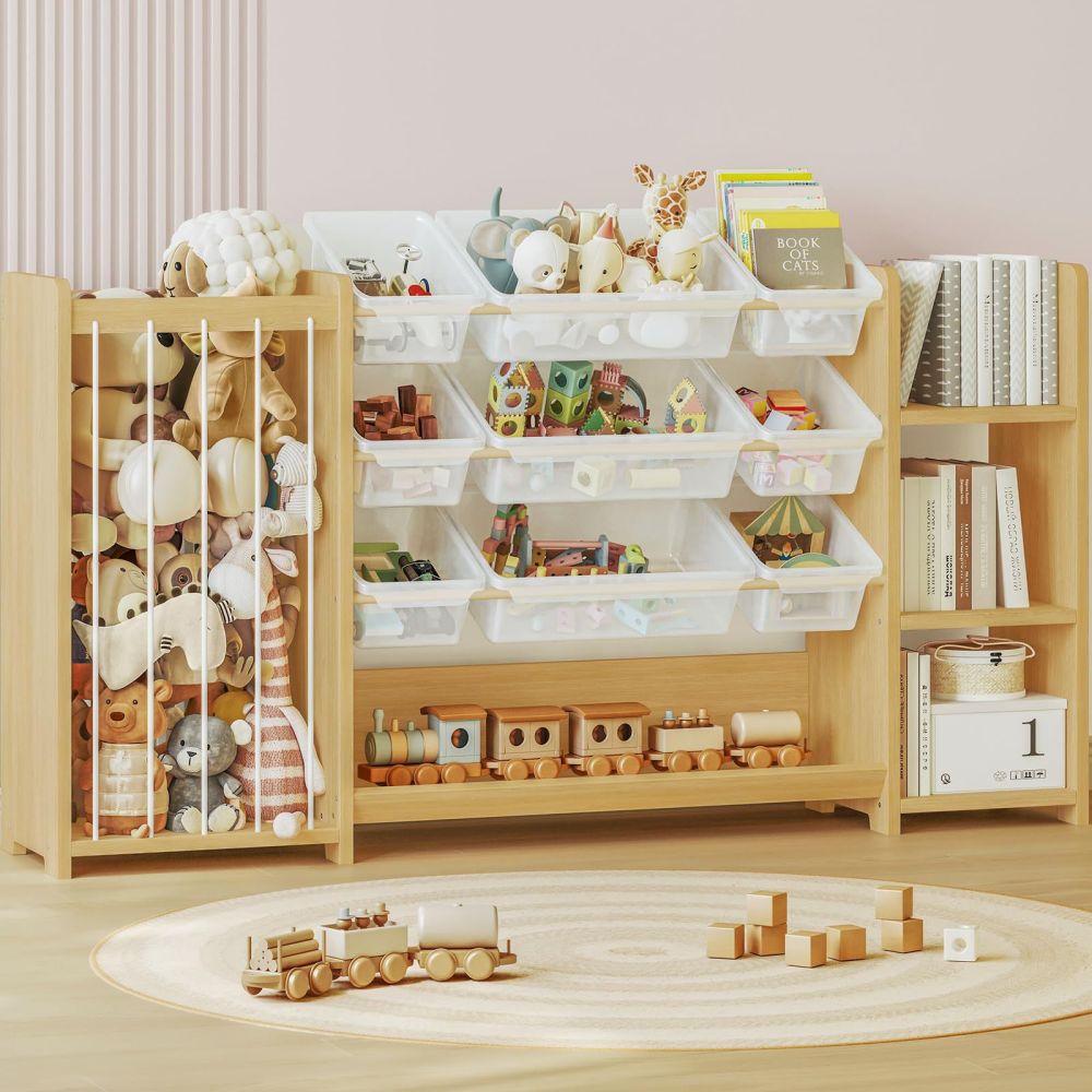 New Solid Wood Toy Rack Montessori Bookshelf Kindergarten Toy Storage Shelf Multi-layer Children's Toy Organizer