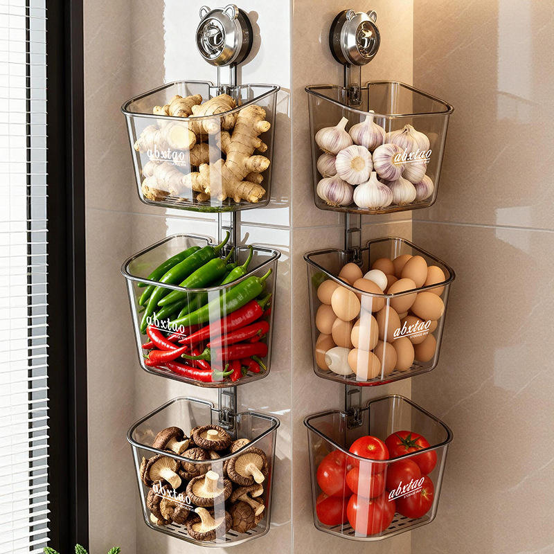 Kitchen spice storage box, wall-mounted suction cup