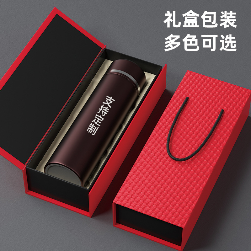 月销千件 316食品级双层不锈钢保温杯商务礼品盒套装logo批发