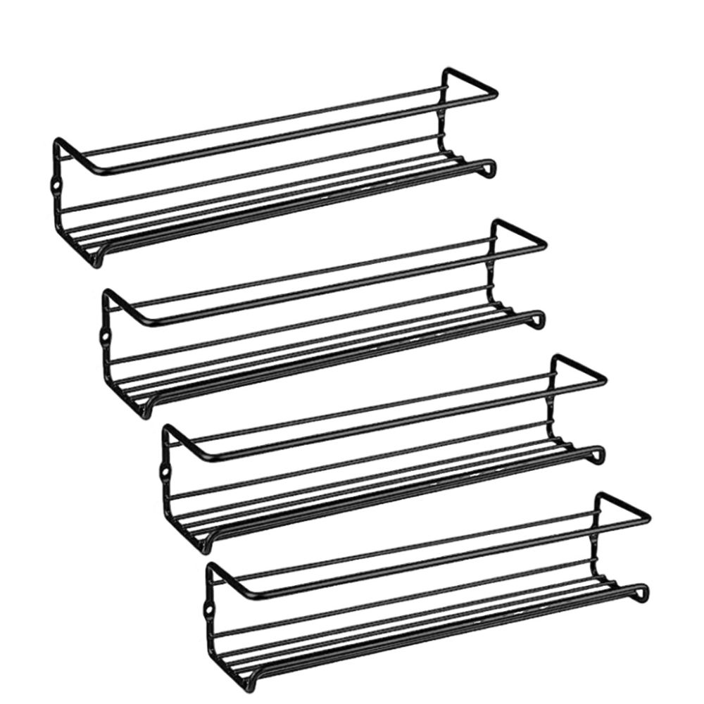 Carbon Steel Seasoning Kitchen Storage Rack Iron Art Household Wall-Mounted Soy Sauce Rack Cabinet Door No-Drill Square Organizer Shelf - 9