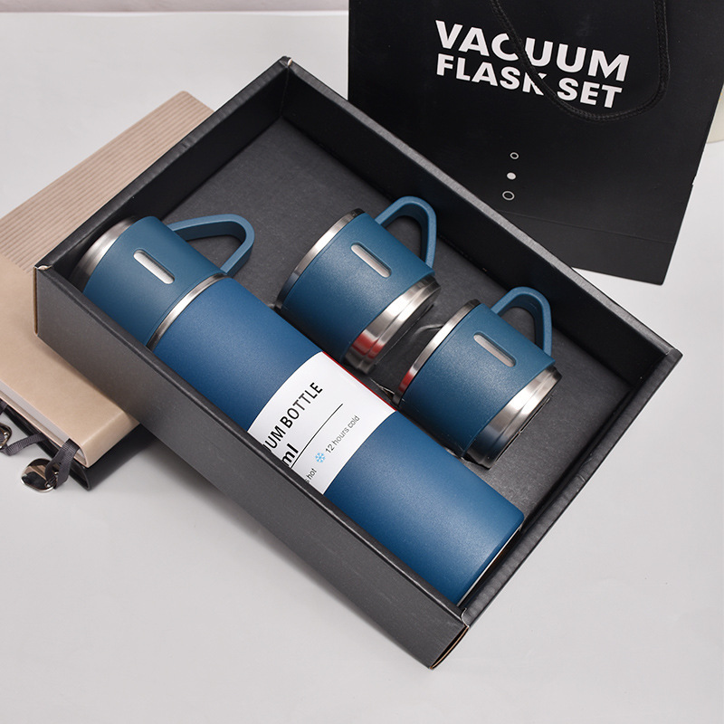 304 vacuum insulated stainless steel thermos cup single container three lids gift box set business water cup gift wholesale printed logo - 12