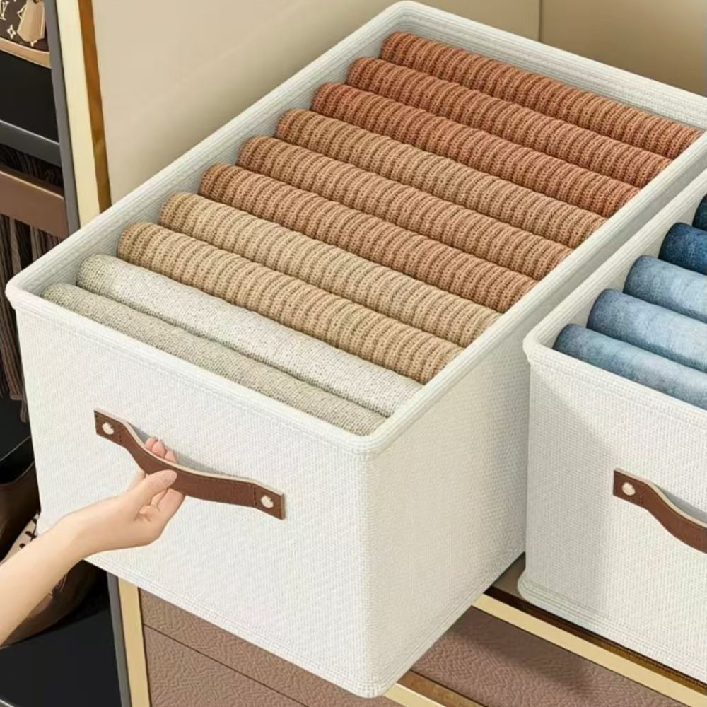 Thickened Oxford Fabric Clothing Storage Box Large Capacity Garment Organizer Washable Fabric Storage Container for Pants and Clothes