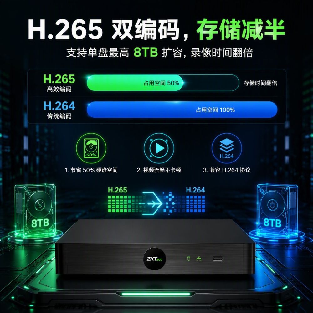 4K NVR 16-channel surveillance recorder, 8MP camera support, dual drive bays