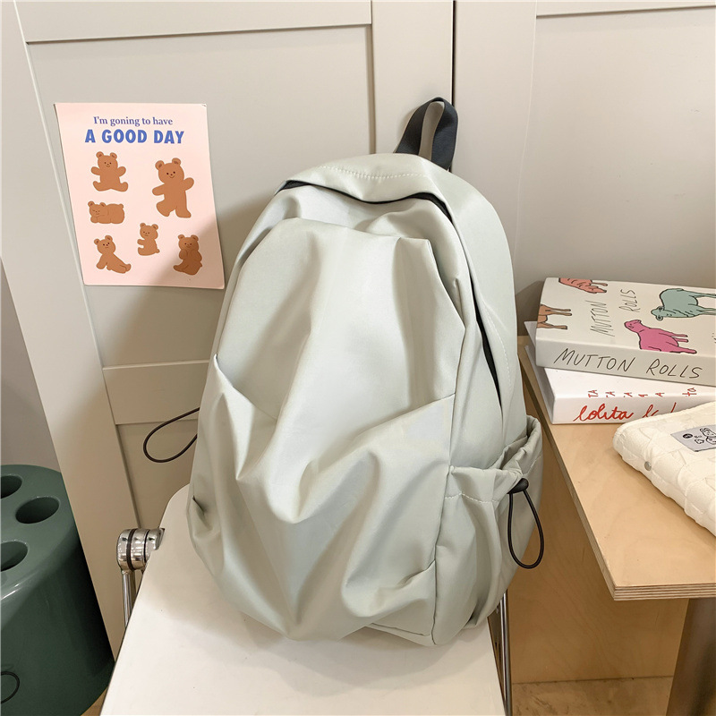 Koreanische Version vielseitiger einfarbiger Rucksack mit Falten Herren-Freizeit-Rucksack Damen-Reiserucksack Mittelschule Oberschule Schüler-Rucksack
