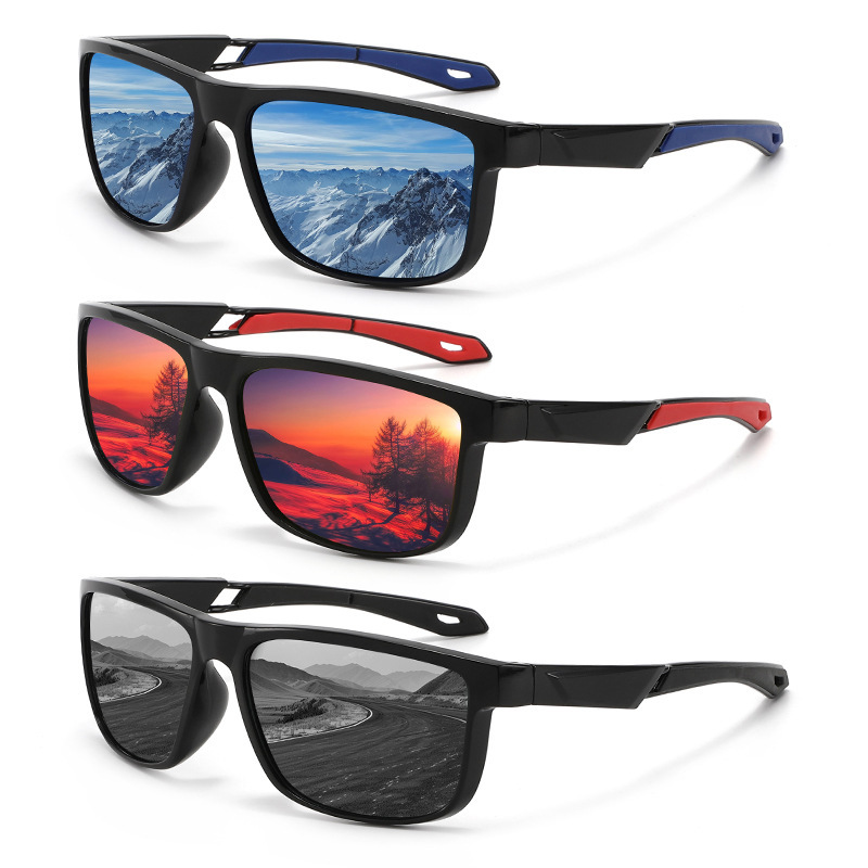 Cross-border outdoor polarized sunglasses for men and women, cycling sports sunglasses, square-frame mountaineering and fishing glasses
