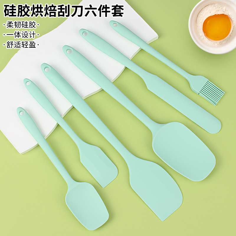 Spot Silikon integrierter Schaber 6-teiliges Schaber-Öl-Pinsel-Set Backwerkzeuge Kuchen-Creme-Spachtel - 4