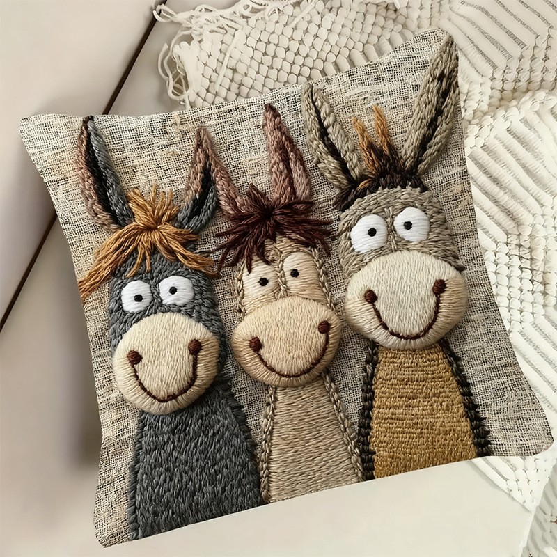 Highland-Rind Kissenbezug Kuschelkissenbezug Kuscheltier Kurzflor Samtig Niedliches Tierdruck Sofa Wohnzimmer Deko Kissen Bezug Cremestil