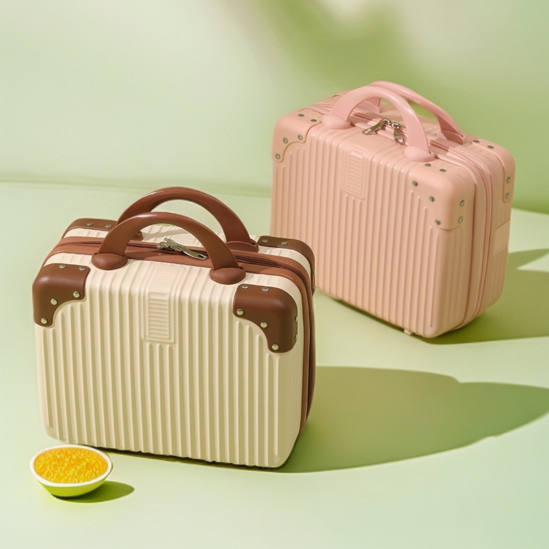 Custom Portable Suitcase 14-inch Cosmetic Case Small Luggage Suitcase Password Box Travel Suitcase Carry-on Macaron Color Carry-on Suitcase