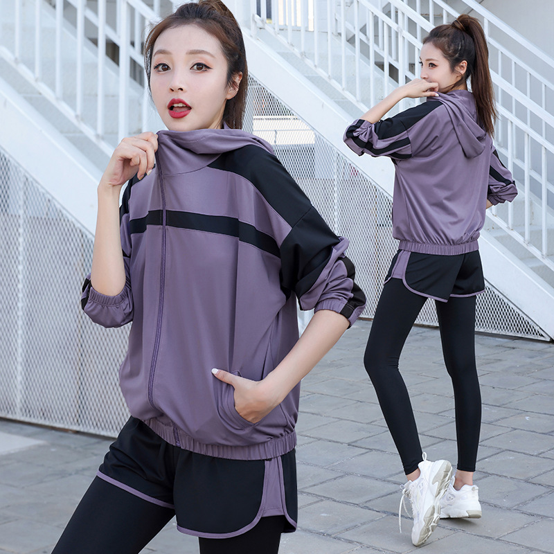 Kadın Fitness ve Yoga Koşu Kıyafeti Takımı, Çok Parçalı Set, Açık Hava Sporu