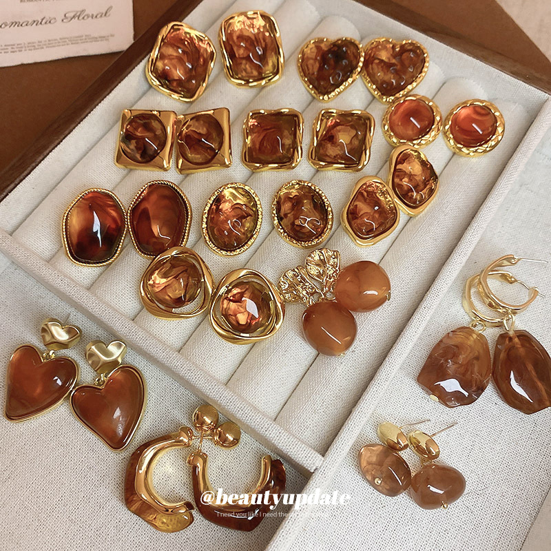 Maillard High-End Silbernadel geometrische asymmetrische Harz Herz Ohrringe für Frauen elegante erschwingliche Luxus Ohrringe Mode Ohrringe - 1