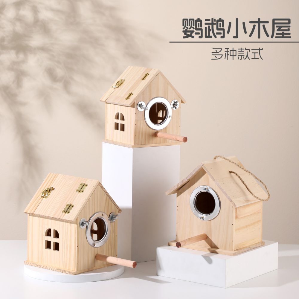 Wooden Bird Breeding Box Nesting Box for Parrots and Budgies