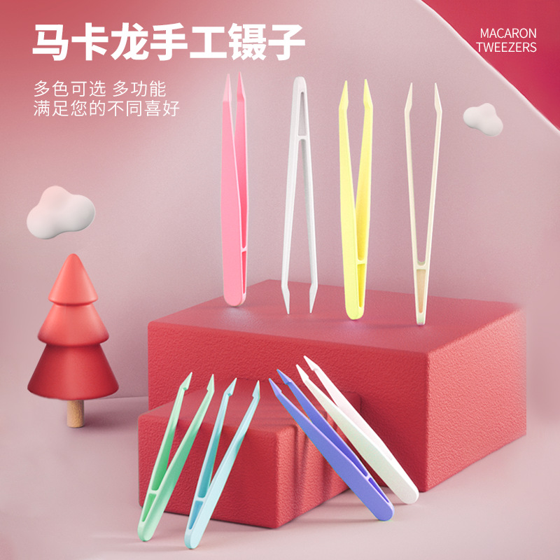Macaron Colored Plastic Tweezers and Clips for DIY Crafts