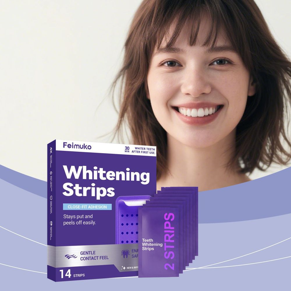 Feimuko Purple Teeth Whitening Strips, Portable Daily Care