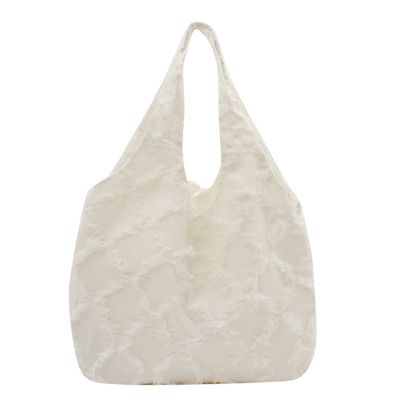 Batik-Rohstoff Creme-Weiß Quaste Canvas Rucksack Schultasche Damen Rucksack Weste Rucksack Großvolumen literarischer Batik-Handwerksstil - 7