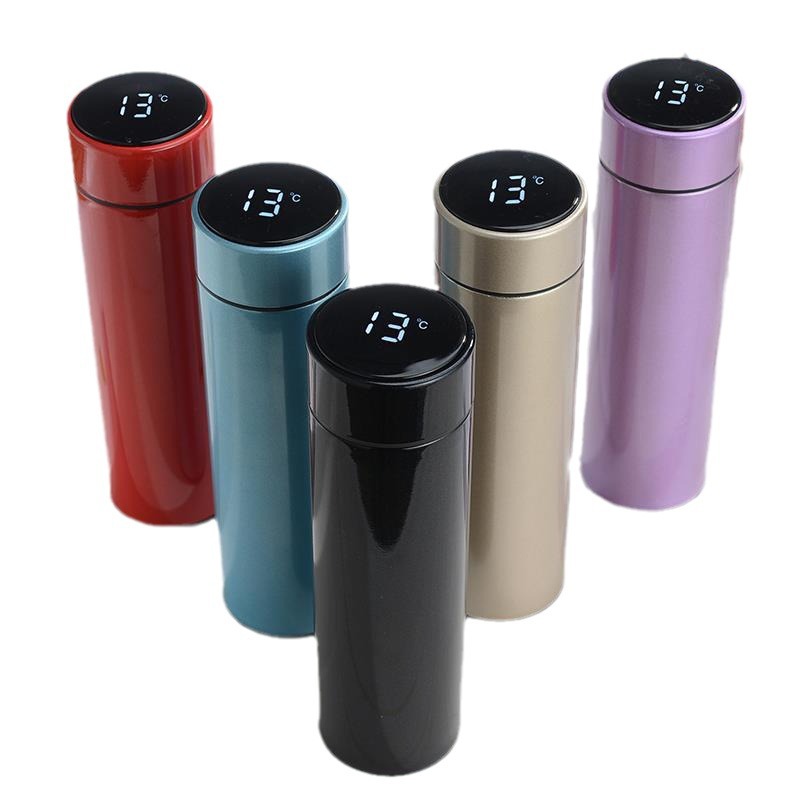 316 intelligente Thermoflasche aus Edelstahl mit Temperaturanzeige, glattes Trinkglas, elegante Bürogeschenkflasche, bedruckter Wasserkrug mit Logo - 6