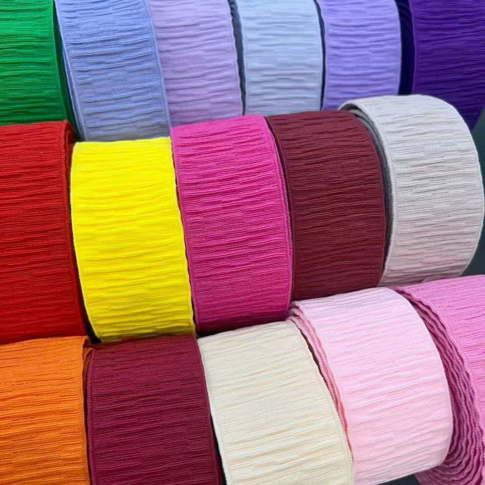 Gefaltetes Nylon-Gummiband in Farbe, für Damenröcke und Hosenbünde