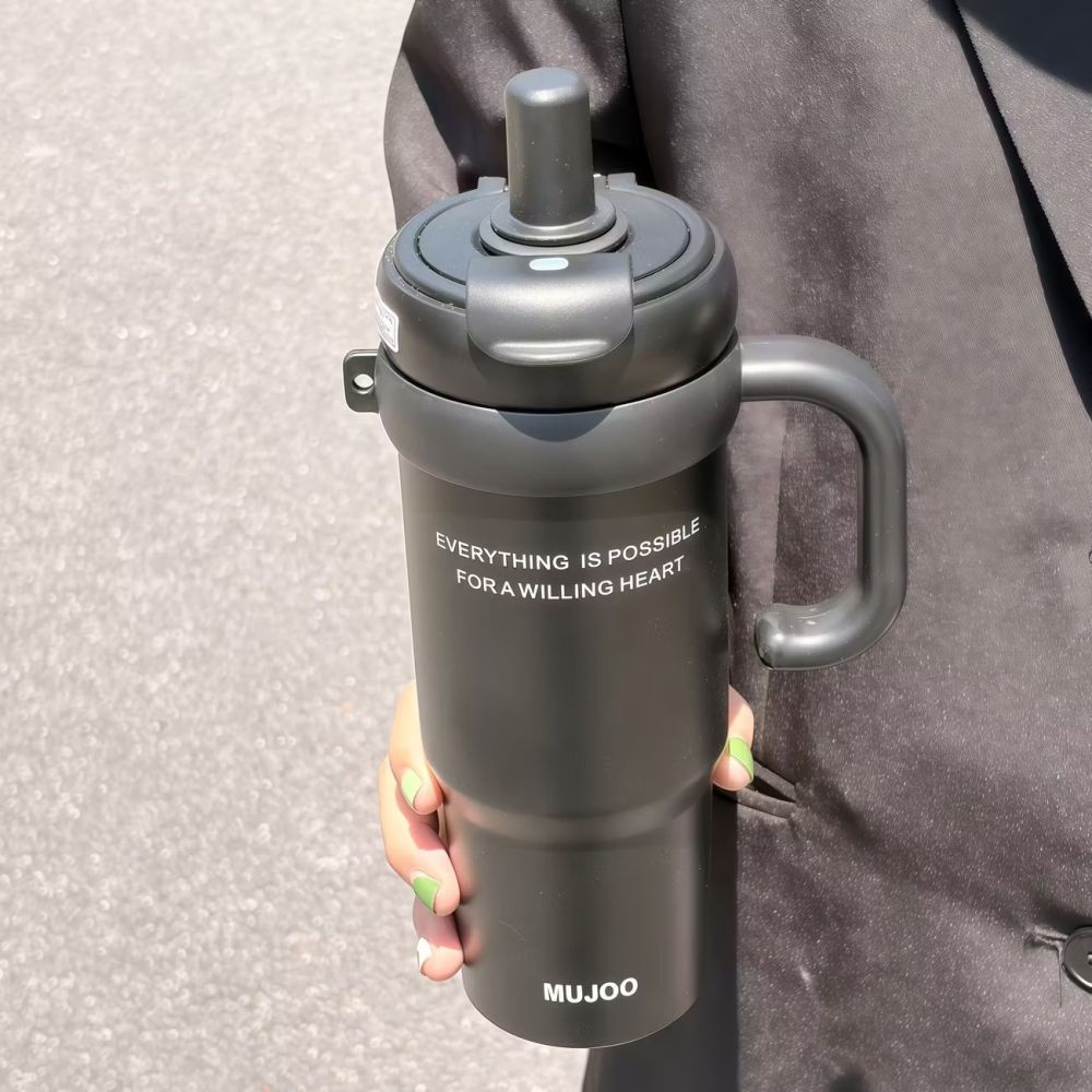 Grenzüberschreitender 316er Edelstahl-Isolierbecher mit Griff, wärmeisoliert und kältebeständig, mit Trinkhalm, Wassertasse, große Kapazität für den Außenbereich, Ice-Boss-Becher - 7