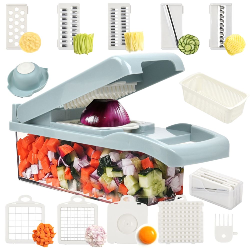 Multifunktionaler Gemüseschneider für den grenzüberschreitenden Handel - Küchenwunderwaffe Gemüseschneidemaschine - Kartoffel- und Karottenschneider - Reibe- und Schneidewerkzeug - Würfelschneider - 8