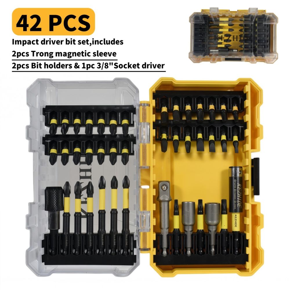KEZHIDE 42-Piece Impact Screwdriver Bit Set, Magnetic Phillips Bits - 1
