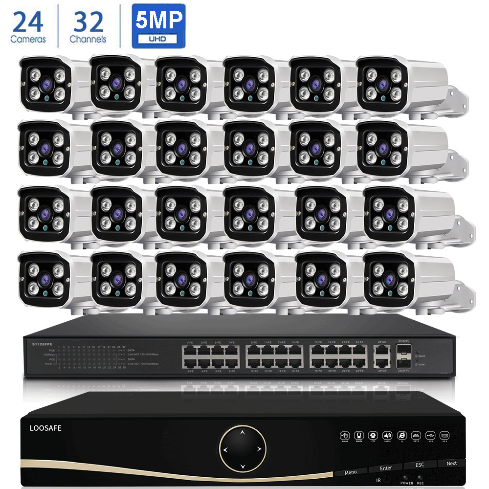 24-channel H.265X night vision IP camera system POE motion detection - 1