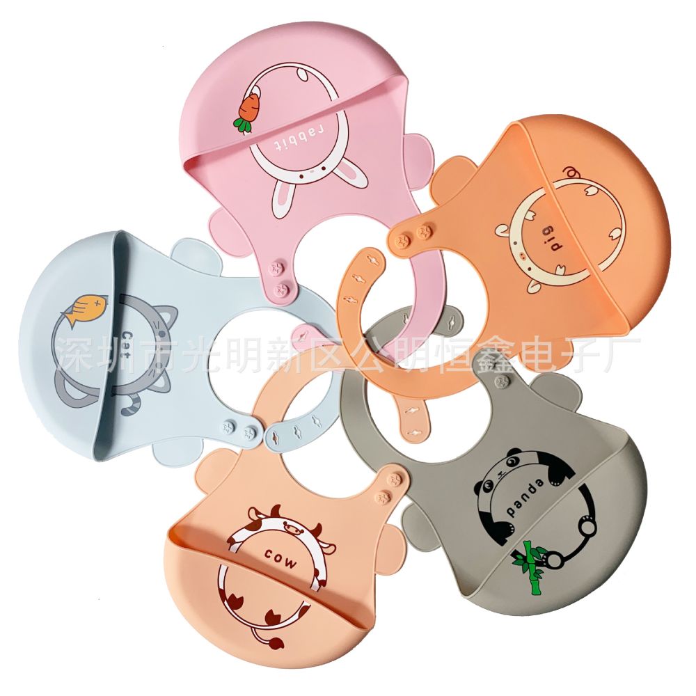 Cartoon silicone bib, 3D pocket, stereo design