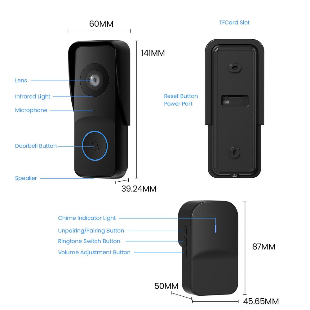 Cross-border Exclusive Video Doorbell 4MP HD WiFi Two-way Audio Waterproof CE FCC Certified Factory Direct Supply