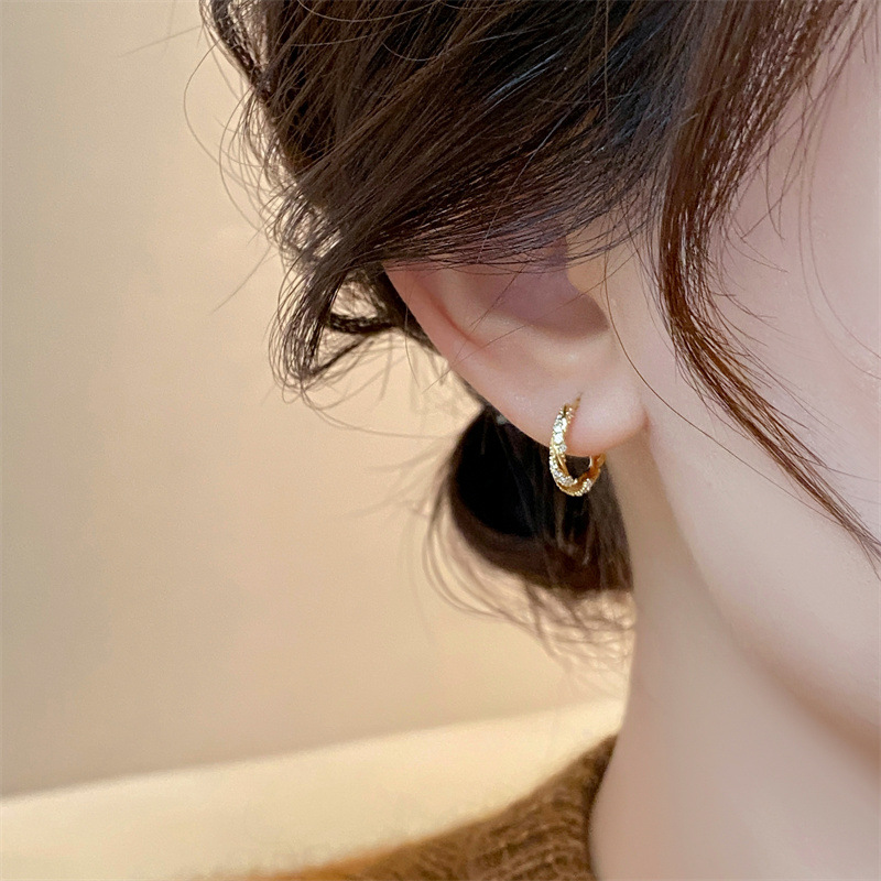 Zircon Ring Earrings 2024 New Popular Unique Niche Earrings for Women Gold Luxury Minimalist Ring Ear Clips Earring Rings