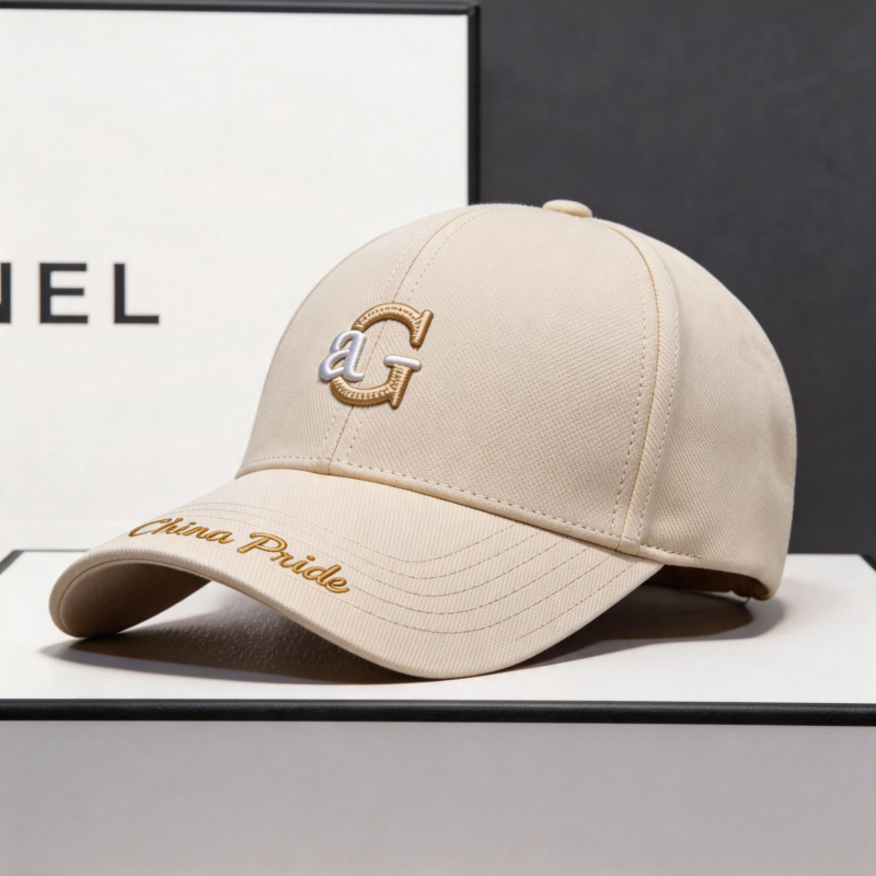 Baseballkappe Herren modisch Trend Ananas-Stoff Buchstaben-Logo Alltag vielseitig steife Kappe breite Krempe verkleinert Gesicht Enten-Schirmmütze - 9