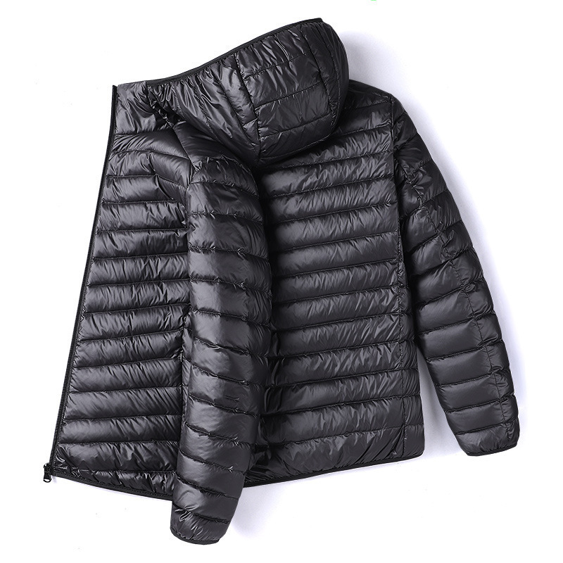 Herren Leichte kurze Baumwolljacke mit Kapuze, dünn und warm