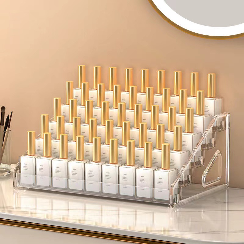 Aufbewahrungsbox für Nagelkunst mit mehreren Schichten, transparente Nagellack-Vitrine, Regal für Lippenstift, Kosmetik, Nagellack und Klebstoff-Lagerung für den täglichen Hausgebrauch - 4