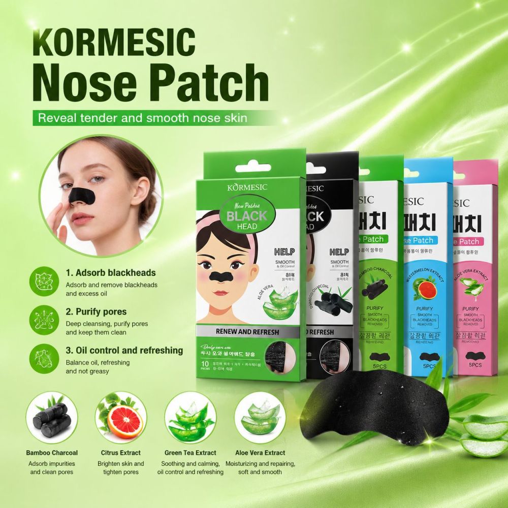 KORMESIC Bamboo Charcoal Cartoon Nose Strips, Blackhead Removal
