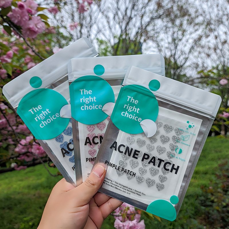 Colorful heart acne patches tea tree oil hydrocolloid glitter