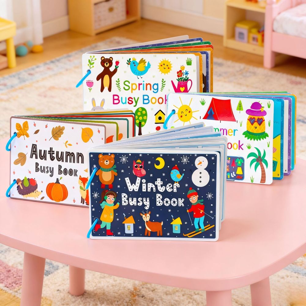 Festival Four Seasons Quiet Book Baby Educational Early Learning Toy Children DIY Sticker Tear-and-Pull Busy Quiet Book