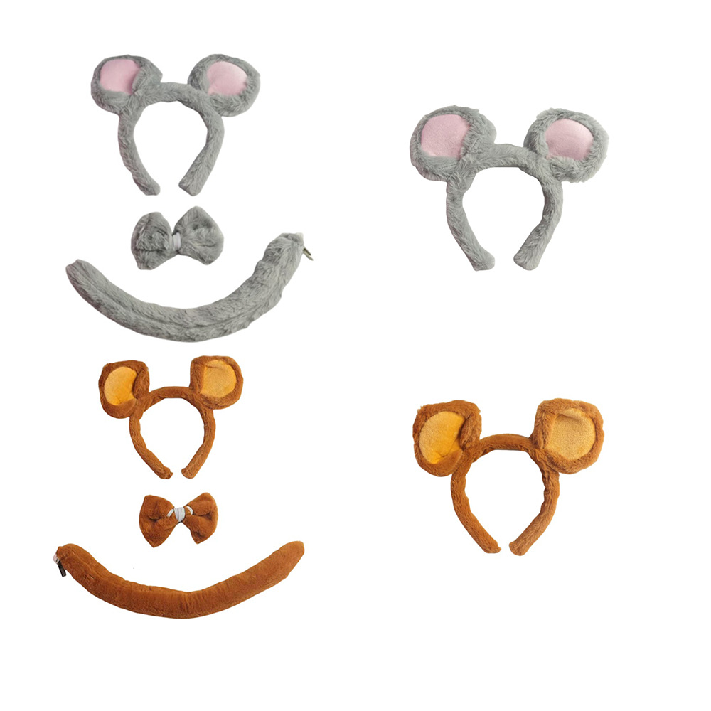 Halloween Cross-Border Hot Sale Little Mouse Headband Festive Party Costume Plush Mouse Ear Hair Hoop Factory Stock