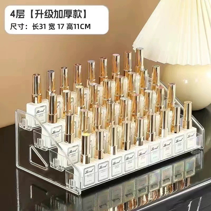 Nail art storage box multi-layer transparent nail polish display shelf home daily use lipstick cosmetic nail polish glue storage rack - 10