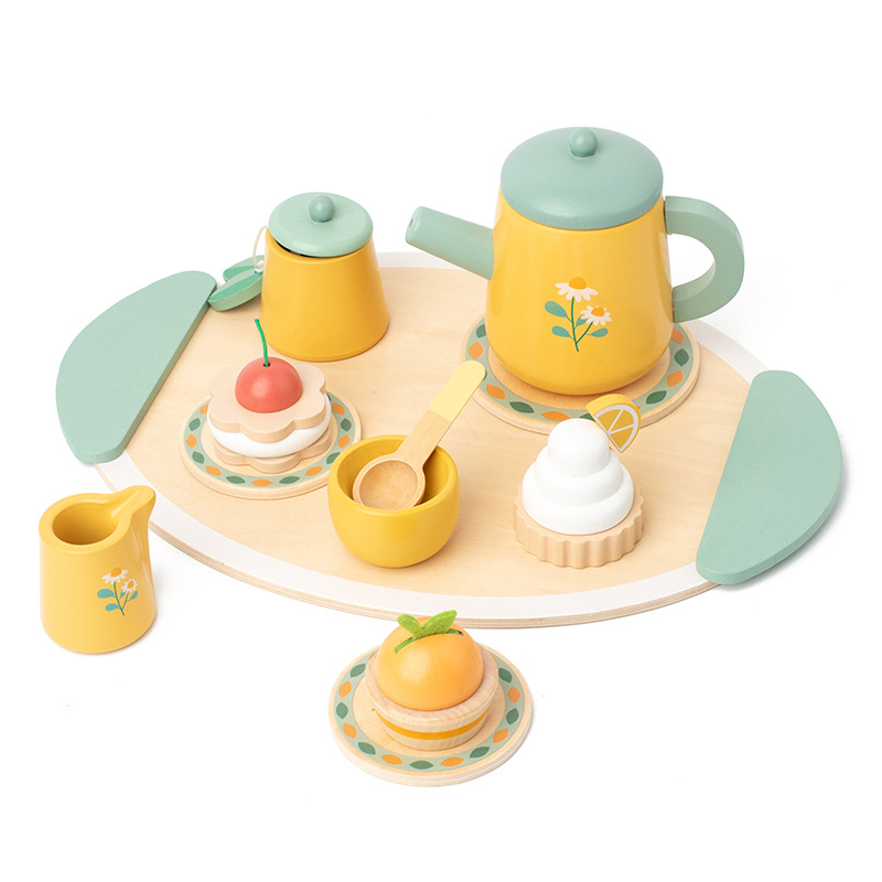 Wooden Children's Pretend Play Dessert and Tea Set, Kitchen Toy