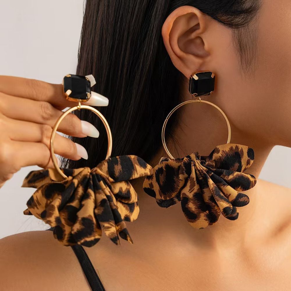 Leopard print large hoop earrings vintage punk style