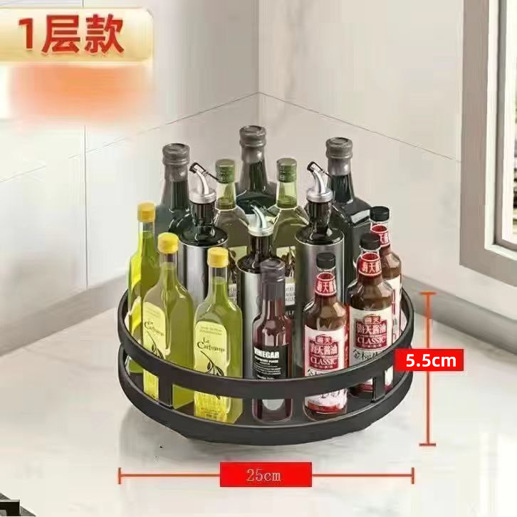 Kitchen counter product storage shelf rotating multi-layer metal spice rack adjustable kitchen spice rack - 7