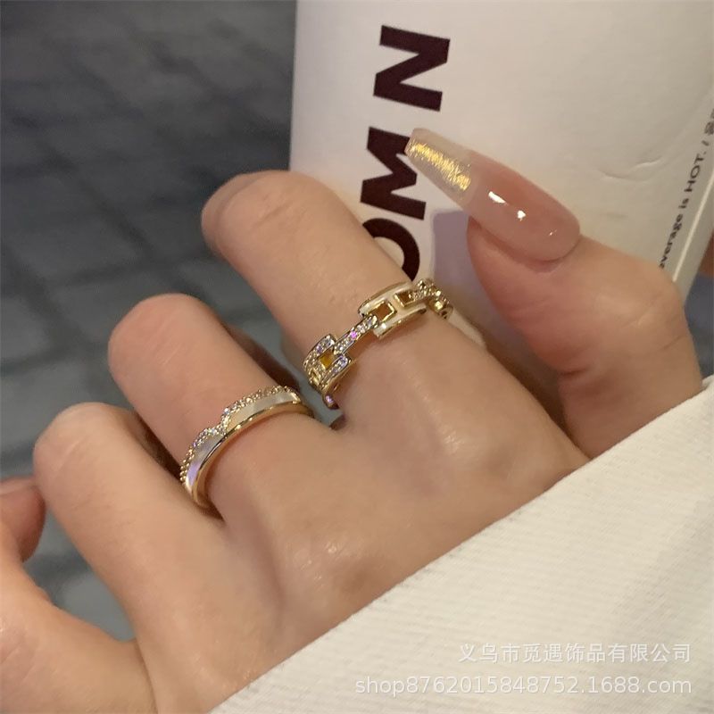 字母H戒指珐琅轻奢高级感开口2025新款爆款小众设计独特小指环女 - 1