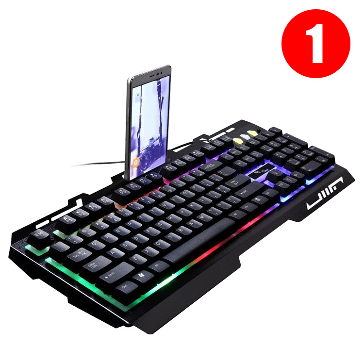 Игровая проводная клавиатура Chasing Leopard G700 для ноутбука, с механическим ощущением нажатия, металлическим корпусом, подсветкой и держателем для телефона