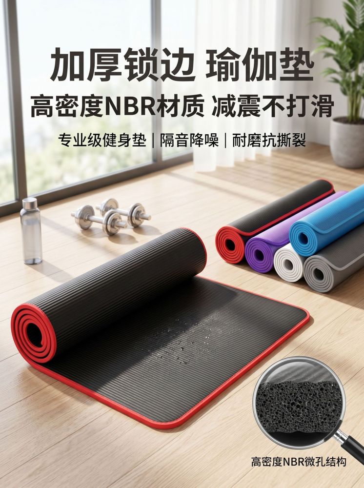 Hersteller Großhandel NBR-kantenbeschichtete Yogamatte für Anfänger, Fitness-Matte für Herren und Damen, rutschfeste Sportmatte, bedruckbares Logo - 4