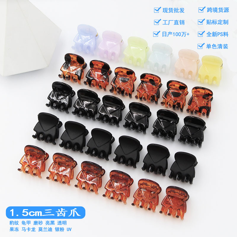 1.5 cm große runde Haarspange mit Mini-Kopf, matte schwarze Haarspange mit Pony, seitliches Haaraccesoire, Prinzessin-Haarschmuck. - 1