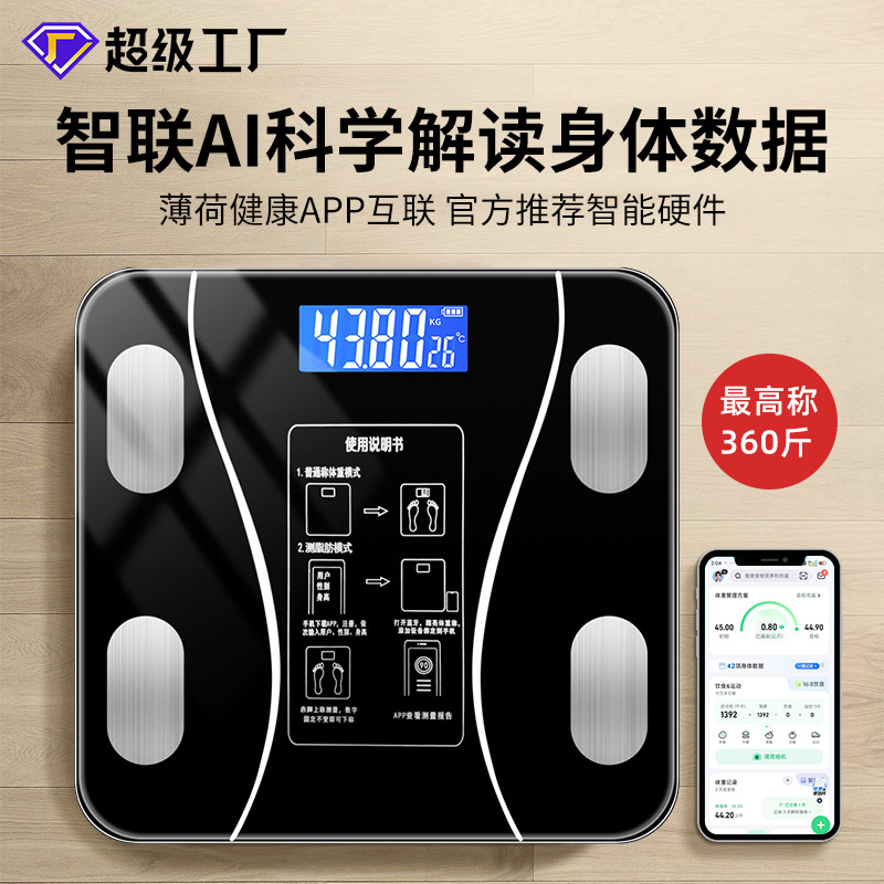 Smart Body Fat Scale Home Accurate Weight Scale Small Rechargeable Weight Loss Body Electronic Scale Mint Health Connected - 1