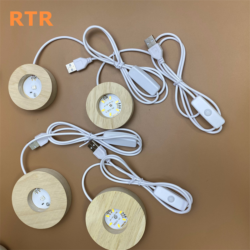 LED Lamba Tabanı DIY Fiş Gece Işığı Kristal Küre Aromaterapi Parfüm Seyyar Satış Işığı Yuvarlak Katı Ahşap Parlayan Taban