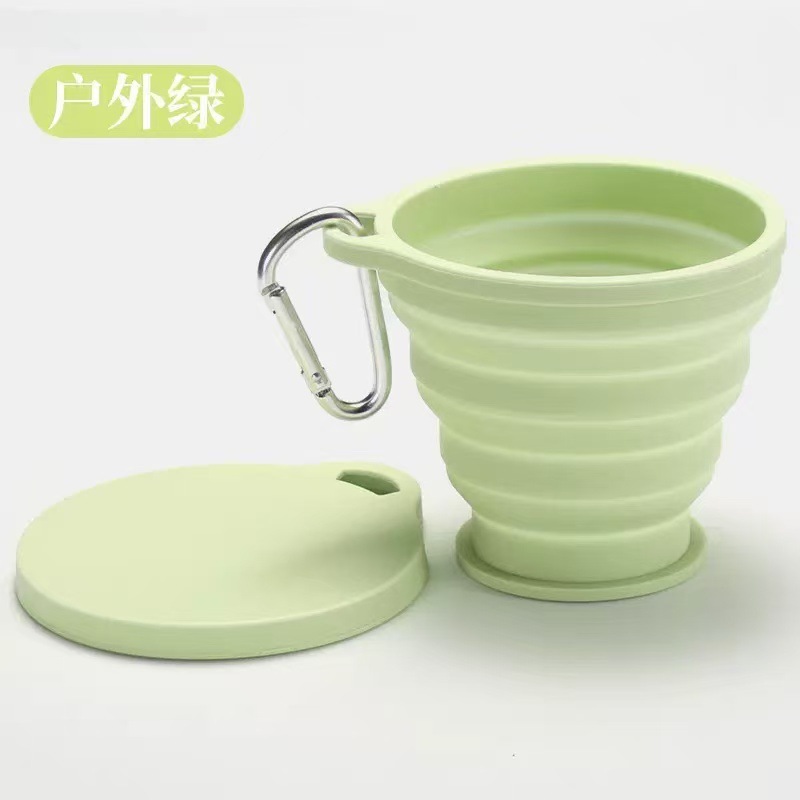 Yeni Silikon Katlanabilir Bardak Taşınabilir Outdoor Seyahat Eco Friendly Su Bardağı Kapak ile Teleskobik Askı Kancası Gargara Bardağı - 7