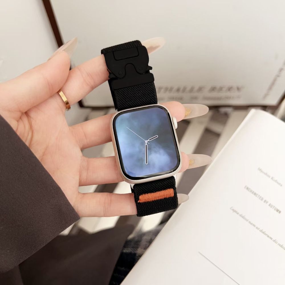 Apple Watch S12 için Paraşüt Tokalı Naylon Kordon, Huawei GT5/GT6 ve Samsung Watch Uyumlu