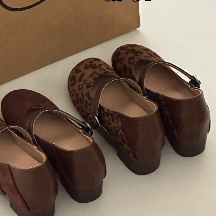 Sheepskin Version ~ Petite Women's 7CM Hidden Heel Mary Jane Shoes 2025 New Style French Single Strap Chunky Heel Single Shoes for Women