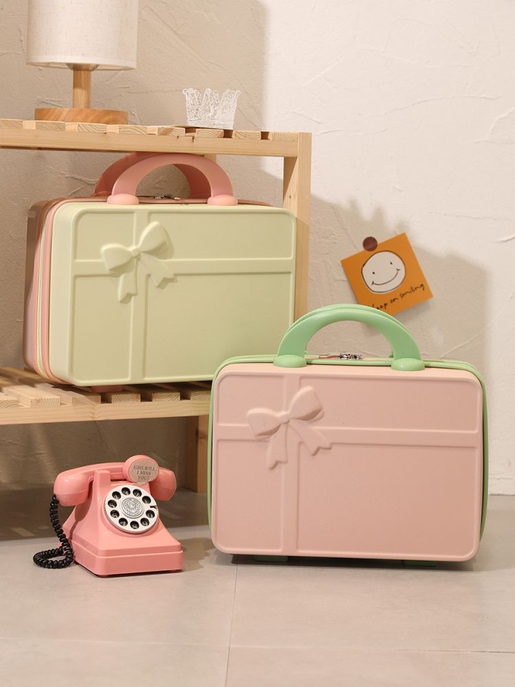 Koffer 14-Zoll-Koffer, stilische Mini-Kosmetiktasche Aufbewahrungsbox, hochwertiger Geschenkkarton mit Schleife