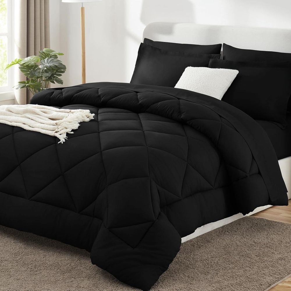 Brushed Diamond Quilted Comforter and Pillowcase Set, 3 Pieces, Multiple Colors