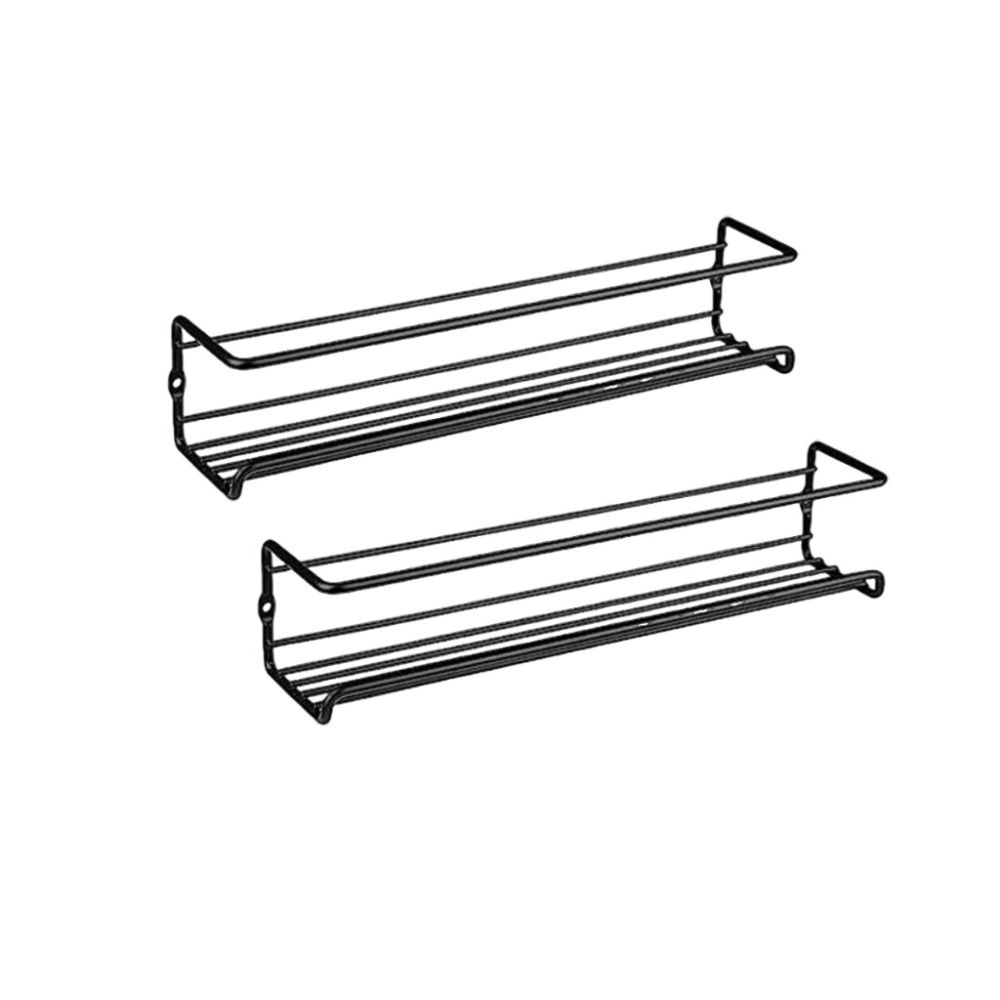 Carbon Steel Seasoning Kitchen Storage Rack Iron Art Household Wall-Mounted Soy Sauce Rack Cabinet Door No-Drill Square Organizer Shelf - 8